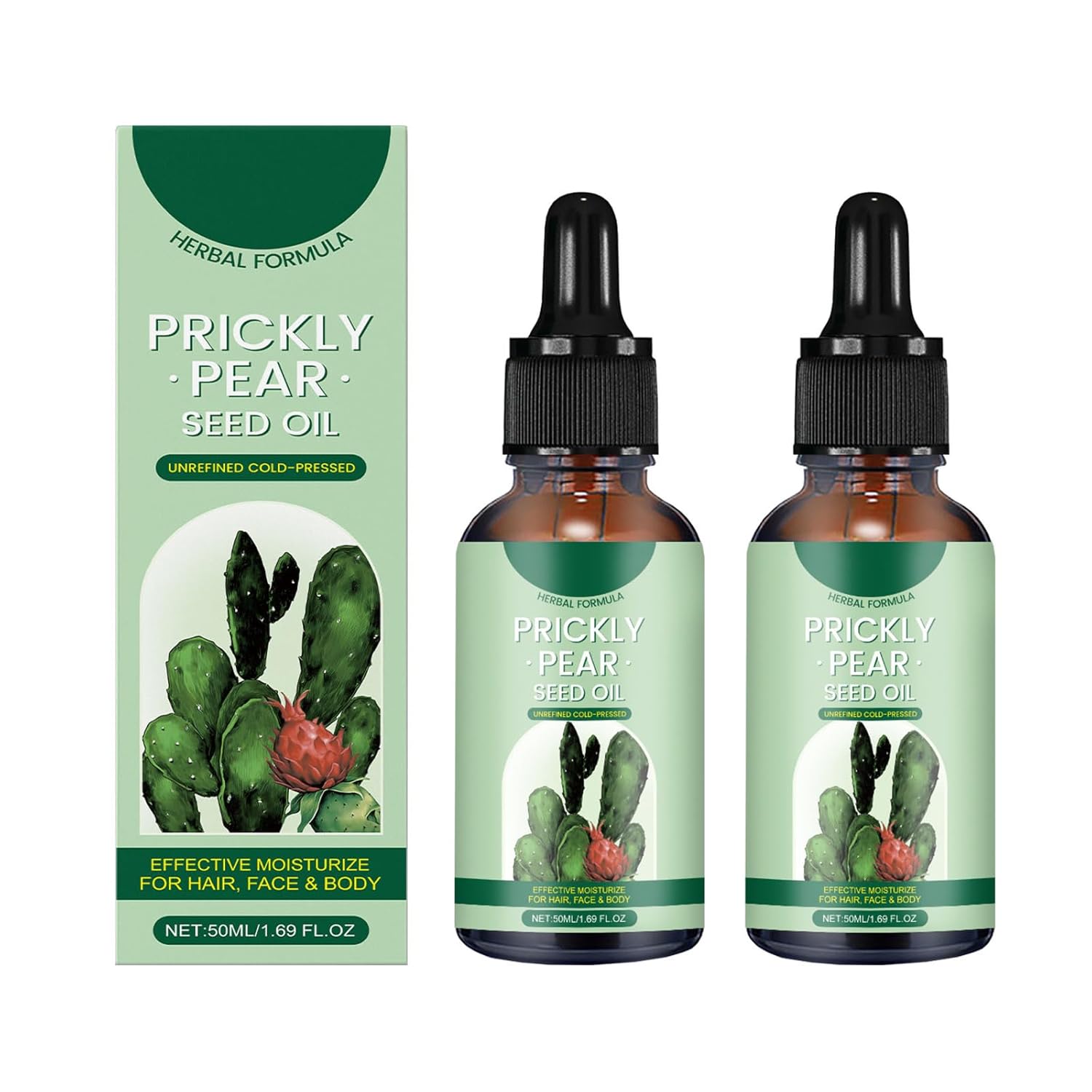 Woranb Cactus Pear Seed Oil Organic 50 ml, Cactus Pear Seed Oil, Organic Cold Pressed, Prickly Pear Seed Oil, Pure Cactus Essential Oils, Cold Pressed Cactus Pear Oil, Moisturising for All Skin Types (2