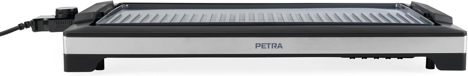 Petra 2-in-1 Electric Grill with Non-Stick Grill Plates - Plancha and Flat Grill, Removable Grease Tray, PFAS-Free, Temperature Controller up to 250°C, 2200W