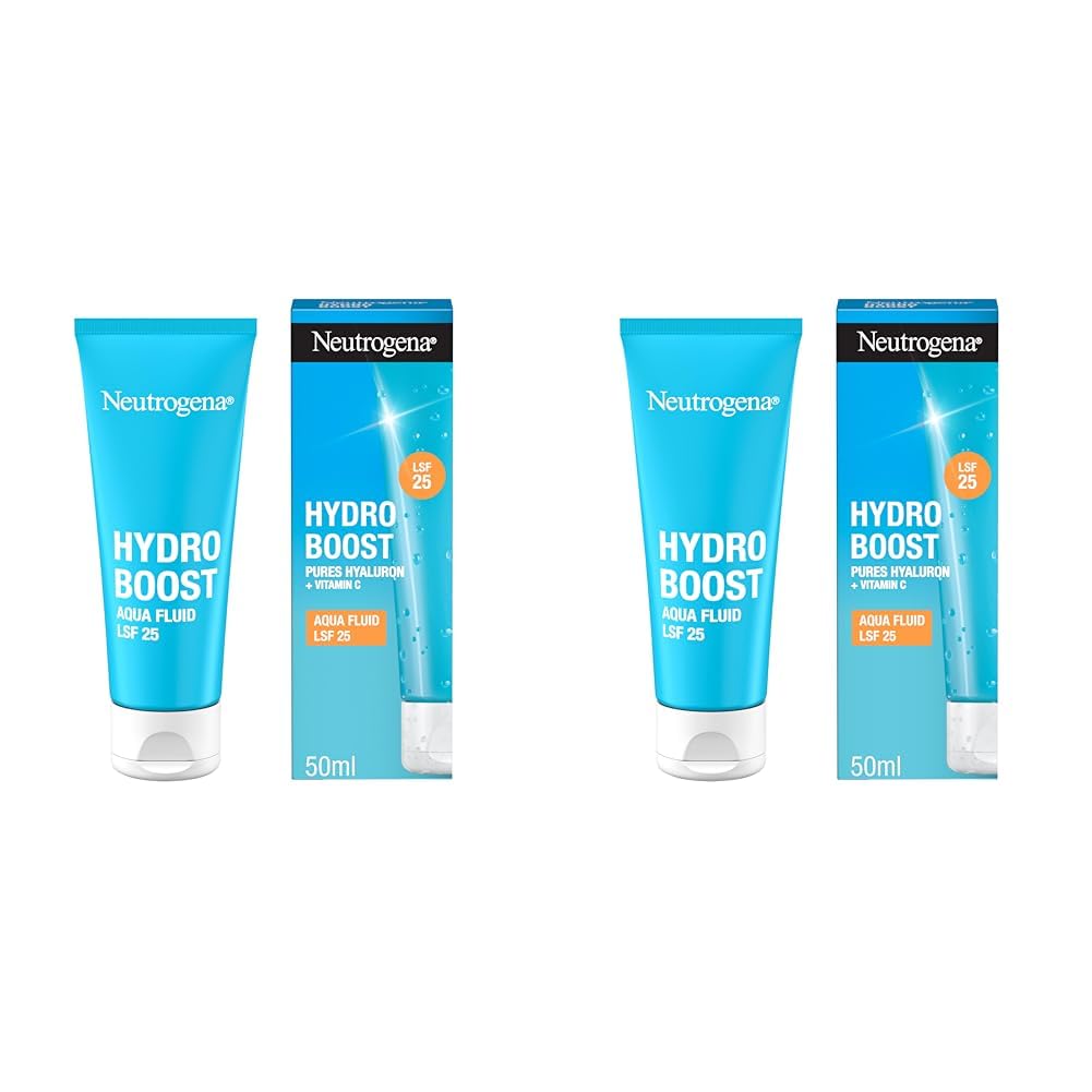 Neutrogena Hydro Boost Aqua Fluid SPF 25 (50 ml), Light Face Care & Moisturizing Fluid with Hyaluronic Acid & Vitamin C for Intensive Moisture (Pack of 2)