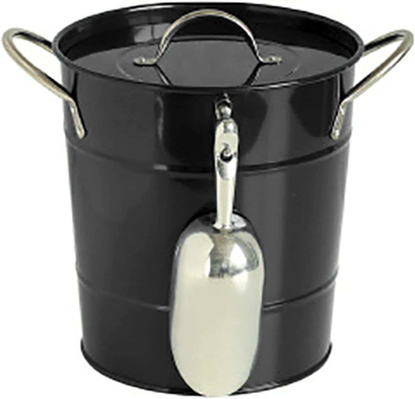 HUIKJI 3.4L Ice Bucket, Thickened Insulated Champagne Bucket with Lid and Scoop, Portable Stainless Steel Ice Bucket for Parties, Beer, Cocktails, etc
