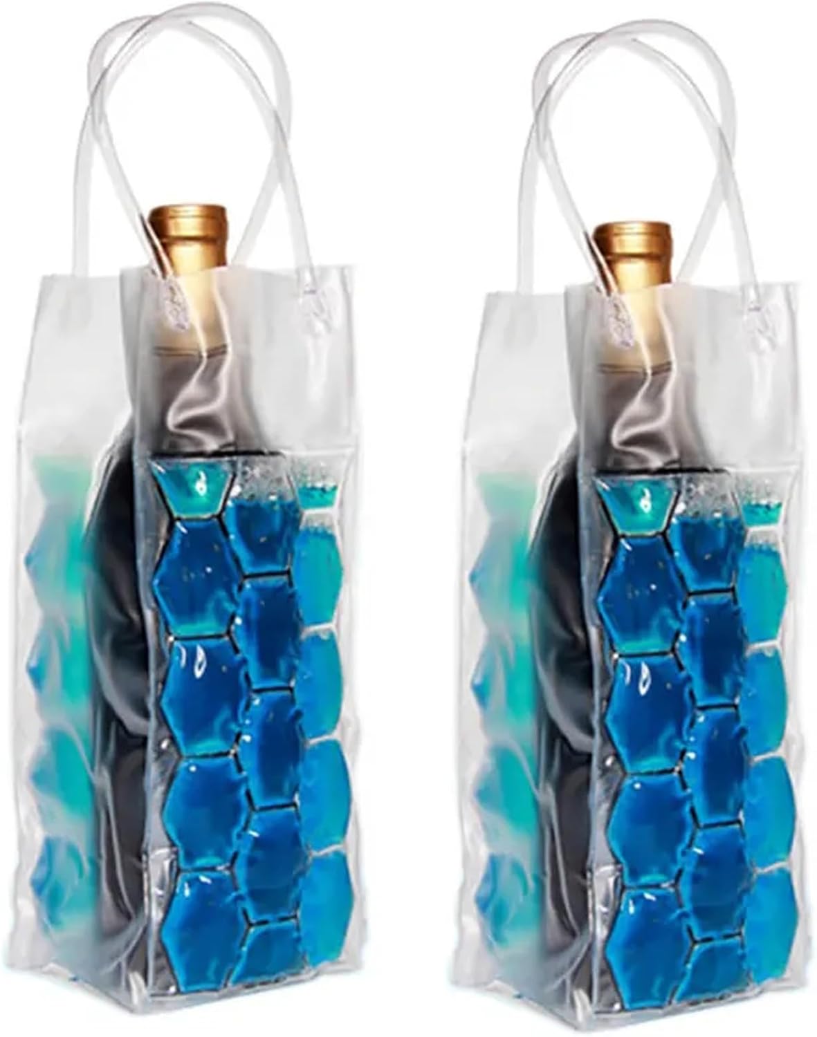Coldcool Wine Cooler, Ice Wine Bag, Gel Wine Bottle Cooler, Ice Pack, Wine Cooler, Refrigerator and Drink Transport, Wine Bottle Cooler for Red, White Champagne or Sparkling Wine, 2 (Blue)