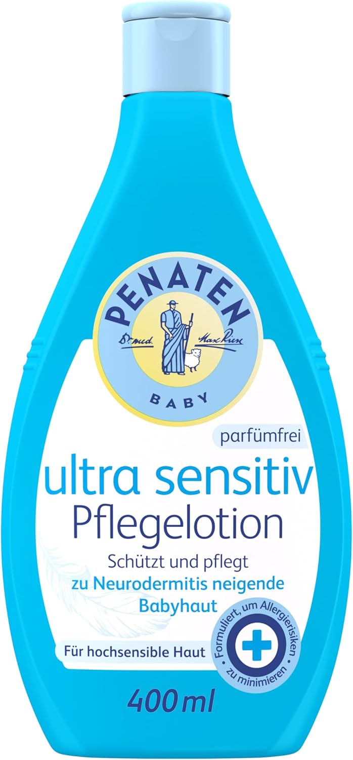 PENATEN Ultra Sensitive Care Lotion Fragrance-Free 400 ml, No Dyes Formulated Baby Body Lotion for Caring for Baby Skin Prone to Neurodermatitis, Body Lotion Specially Developed for Newborns