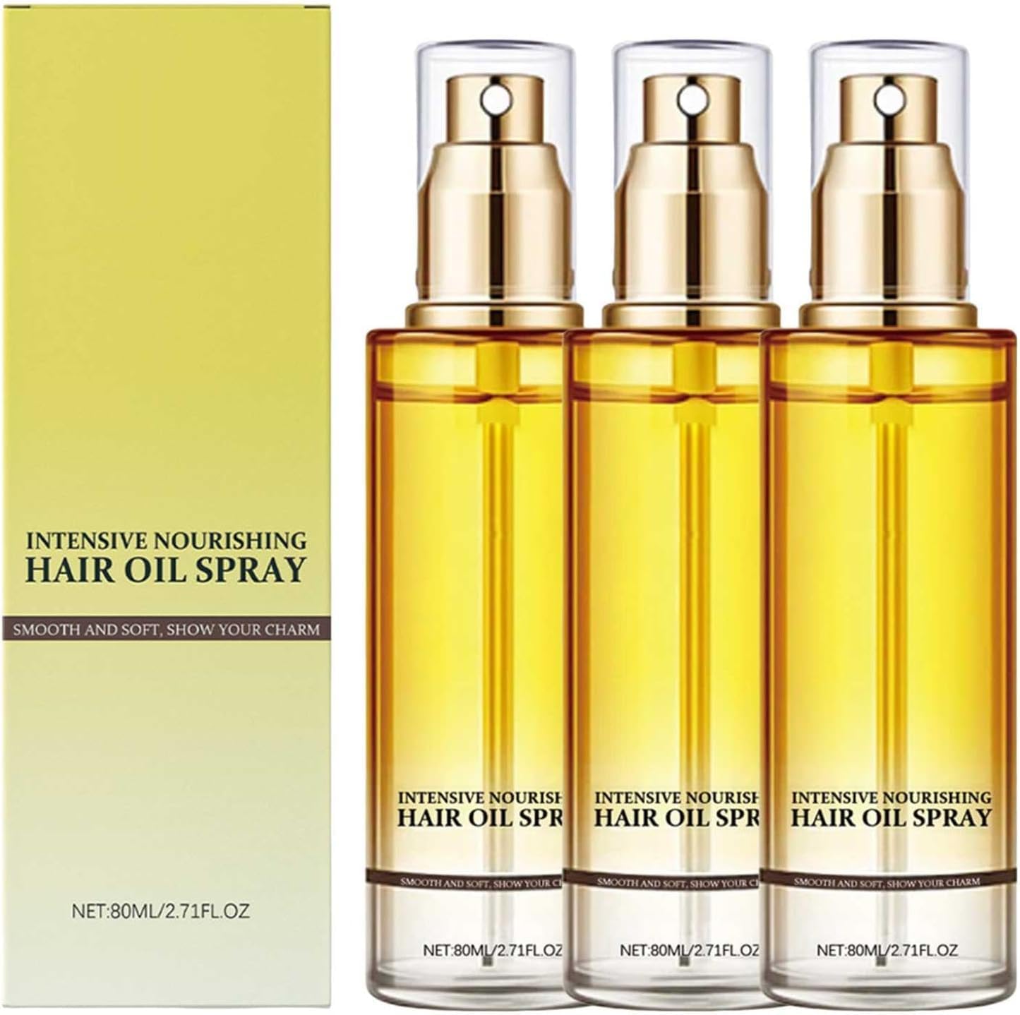Hair Perfume, Hair Oil Spray, Hair Care Essential Oil Spray, Soft Hair Oil Spray, Moisturizing Essential Oil for Hair Treatment, for Dry and Frizzy Hair (80 ml, 3 Pieces)