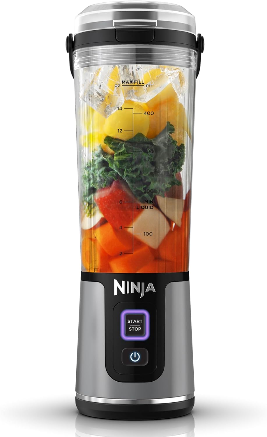 Ninja Blast BC151EUBK Portable Mixer 530 ml, Leak-Proof Lid & Drinking Opening, Powerful, Lightweight, Wireless & Dalhartable, Smoothies, Crushes ICE, GIFT for Men/Women, Black