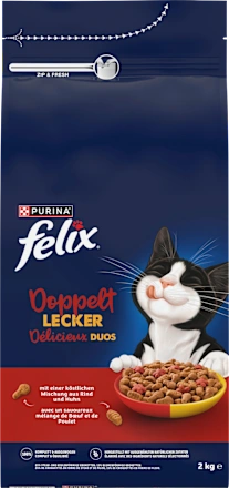 Felix Dry cat food with beef, doubly delicious - delicieux duos, 2 kg 2000g