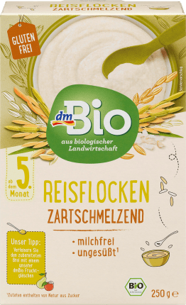 dmBio Cereal porridge Organic rice flakes tender-melting from the 5th month, 250 g