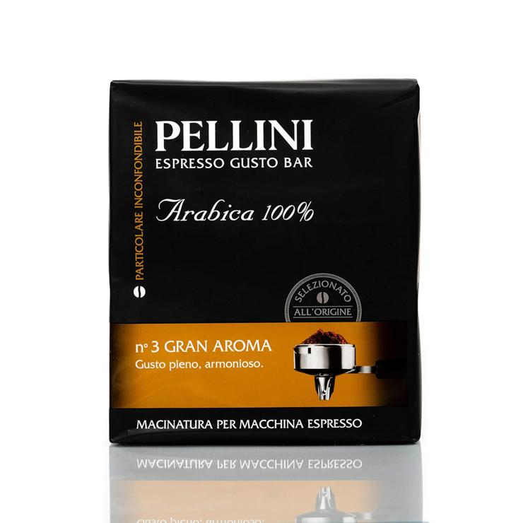 Pellini Gustobar N.3 Ground Coffee for Espresso Machines with Full-bodied Flavor, 100% Arabica Blend for Slow Roasting, 2 Packs of 250 g Each