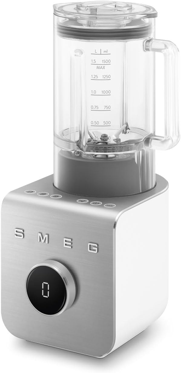 SMEG, BLC01WHMEU High Performance Blender, 5 Preset Programmes, 9 Manual Speed Levels, Pause & Pulse Function, Plastic Housing, Non-Slip Base, 1400 W, White