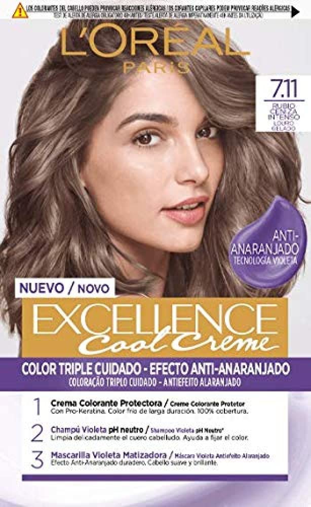 L'Oréal Paris L \ 'Oréal Paris Excellence Cool Cream Ink Permanent - Tono 7.11 Rubio Ceniza Intento