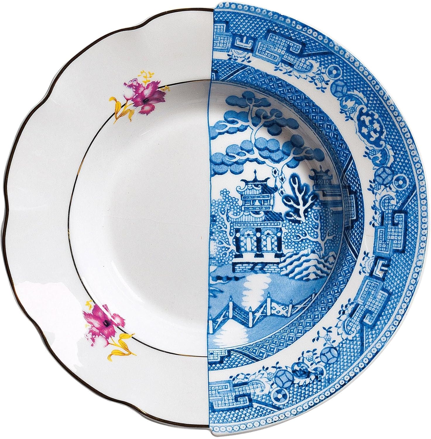 SELETTI Porcelain Plate Diameter 25.4 H.4.2 cm. hybrid fillid