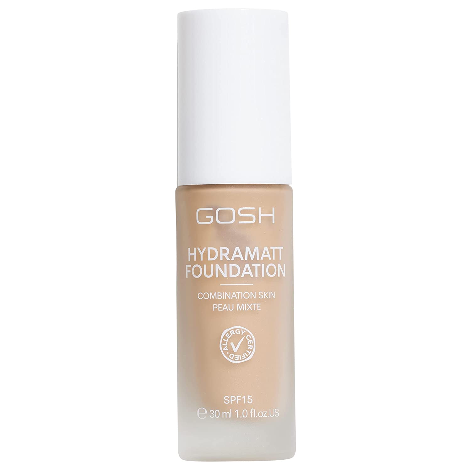 GOSH Foundation with SPF 15 for Light and Dark Skin, Vegan, Matte Makeup for Dry, Sensitive and Oily Skin, Smudge- and Sweat-Proof, Oil-Free, Adjustable Coverage, No Mask Effect, 008N, ‎008