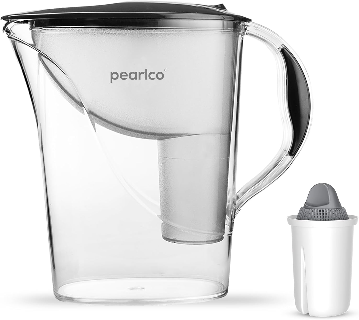 PearlCo - Standard Water Filter (Anthracite) with 1 Protect+ Classic Filter Cartridge (for Hard Water) - Fits Brita Classic