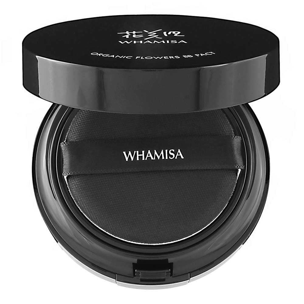WHAMISA Organic Flowers, BB Pact, Beauty Balm, SPF 50+, 20 Sand Beige, 16 g, ‎beige
