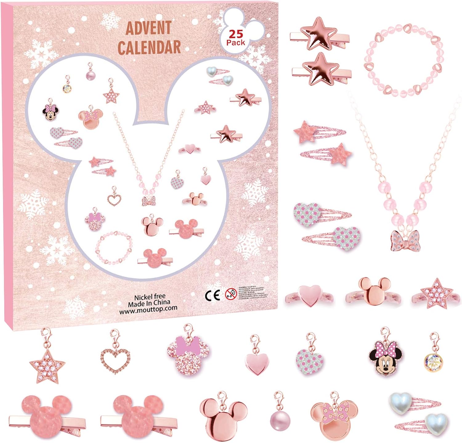 Advent Calendar 2024 for Girls with 24 Jewelery Bracelet Rings Charms Hair Clip Hair Scrunchie Advent Calendar Children\'s Christmas Calendar 24 Days Christmas Countdown Gifts