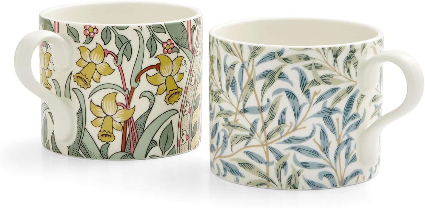 Portmeirion Home & Gifts Spode Morris & Co MCOJ8726-XG Daffodil and Willow Branch Mugs, Set of 2, Multi-Colour