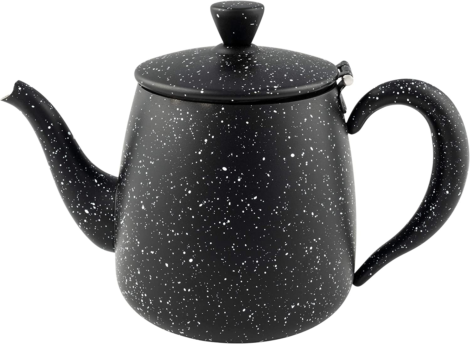 Cafe Ole Café Olé PT-035BG Premium 35oz 1L High Quality Stainless Steel Teapot - Black Granite, Drip Free Pouring, Hollow Handles & Hinged Lid, 1 Litre