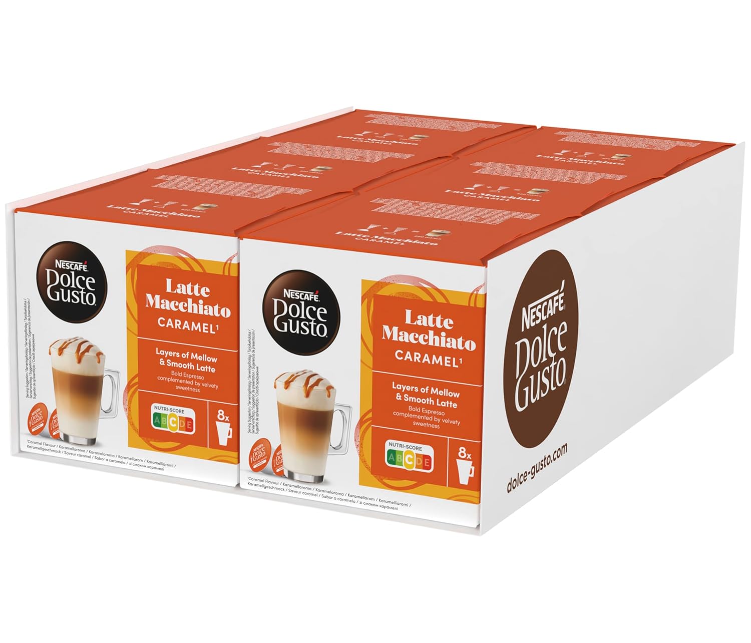 NESCAFÉ DOLCE GUSTO Latte Macchiato Caramel Coffee Capsules Pack of 6 (6 x 16 Capsules)