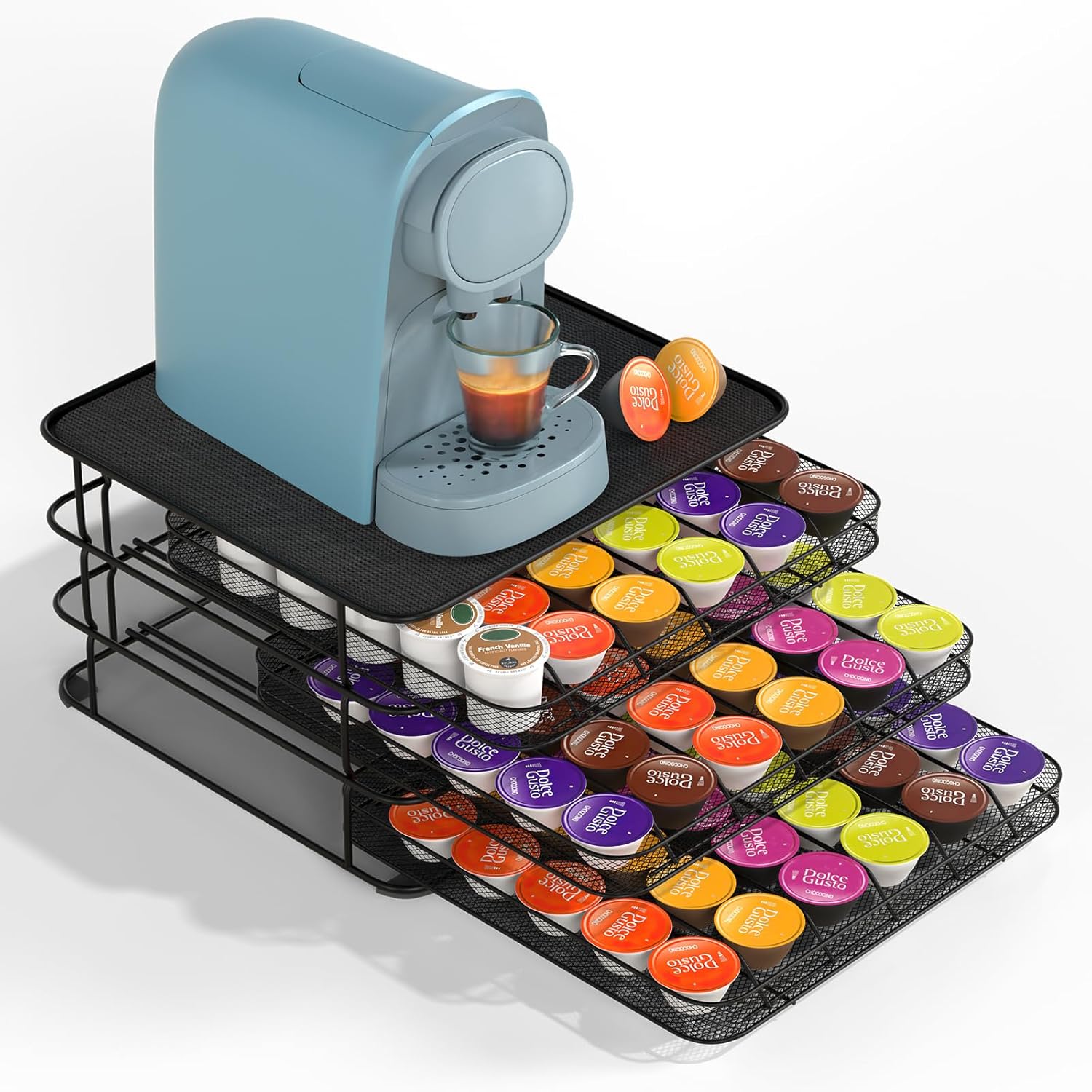 Masthome Dolce Gusto Capsule Holder for 108 Pieces, Coffee Capsule Holder with 3 Drawers, Large Capacity, Coffee Capsules Storage for Capsules with Anti-Vibration Surface