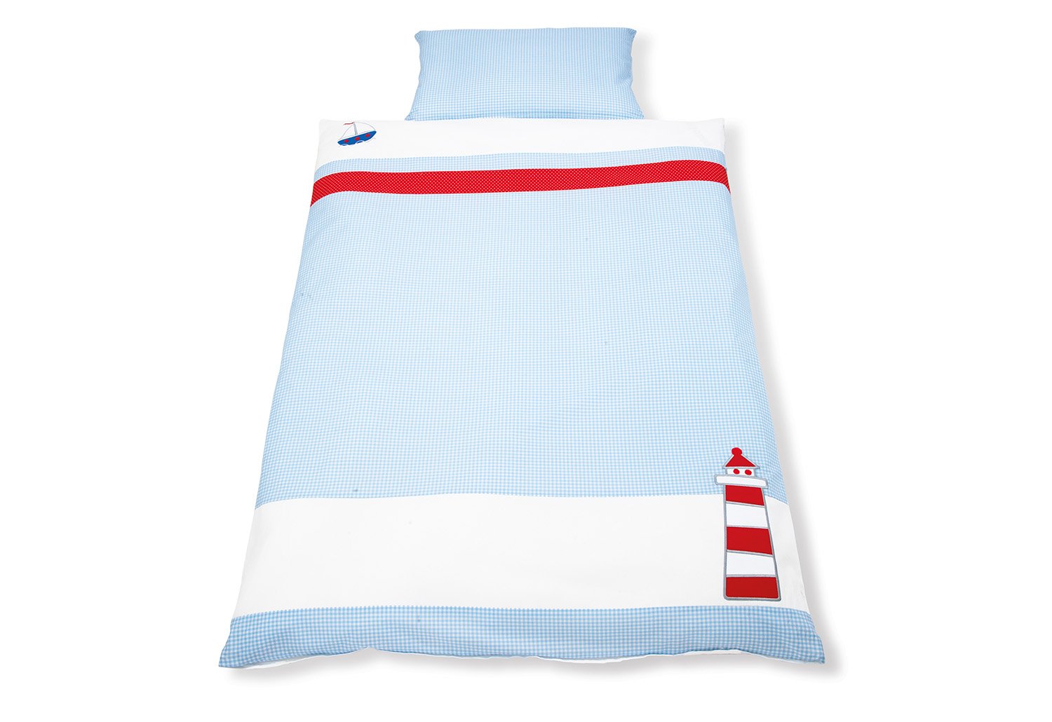 Pinolino 630946-2 - Duvet Cover and Pillowcase for Cot Bed \'Ahoi\' Ship