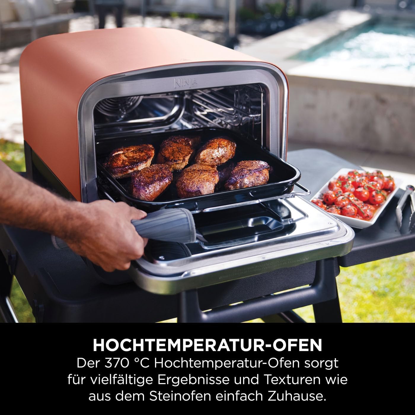 Ninja Woodfire Outdoor Oven, 8 in 1 Pizza Oven, BBQ Smoker with Roasting Rack OO101EU + Pizza Peel for OO101 Series Outdoor Ovens, Rust Resistant Pizza Peel for 12 Inch Pizzas, XSKPZPLEU