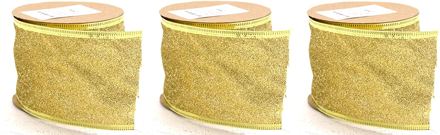 DARO DEKO DARO Deco Fabric Ribbon 6.3 cm x 2.7 m in Gold or Black-Single or Set of 3