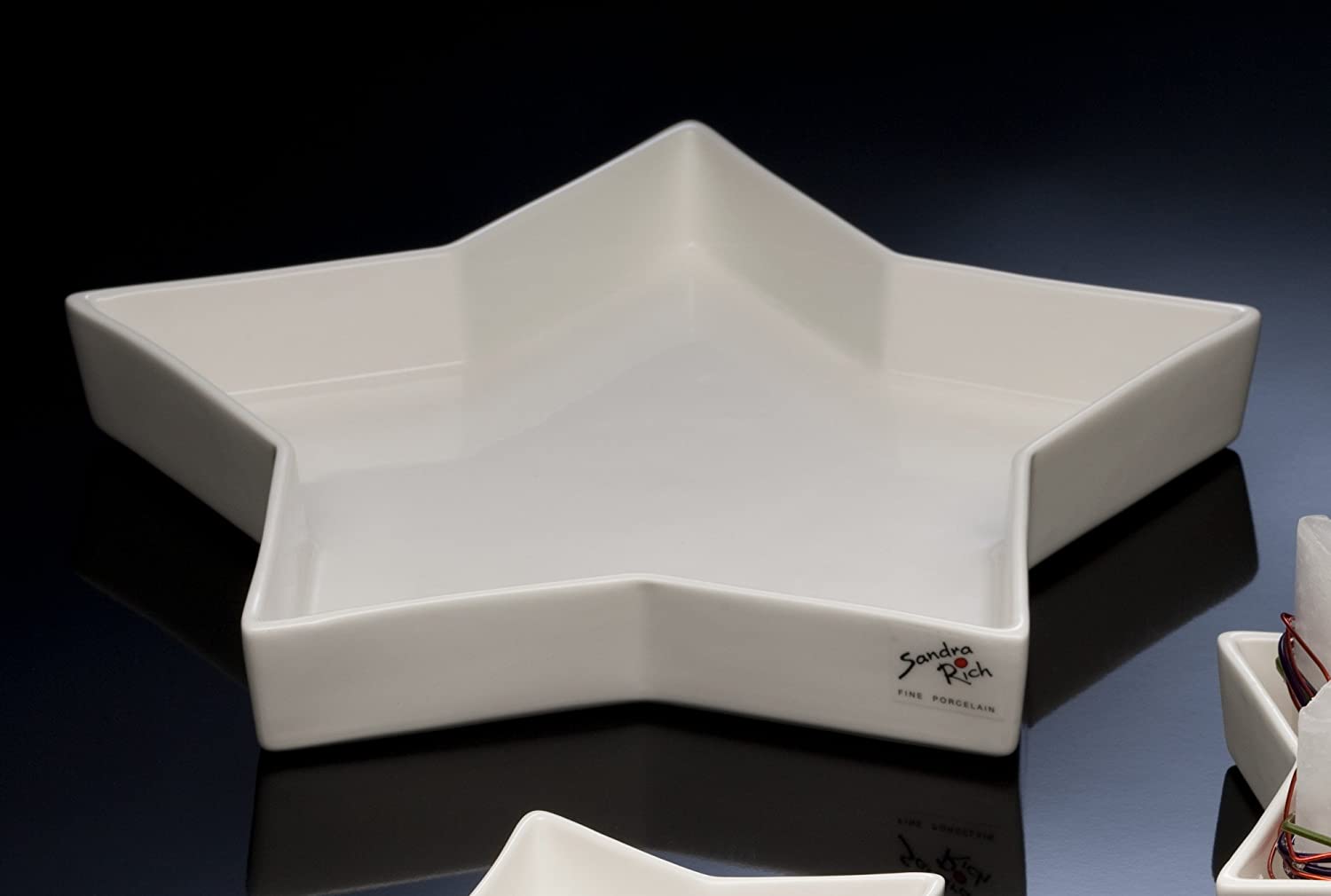 Sandra Rich Porcelain Bowl Starlight White Plates 23 cm x 27 cm