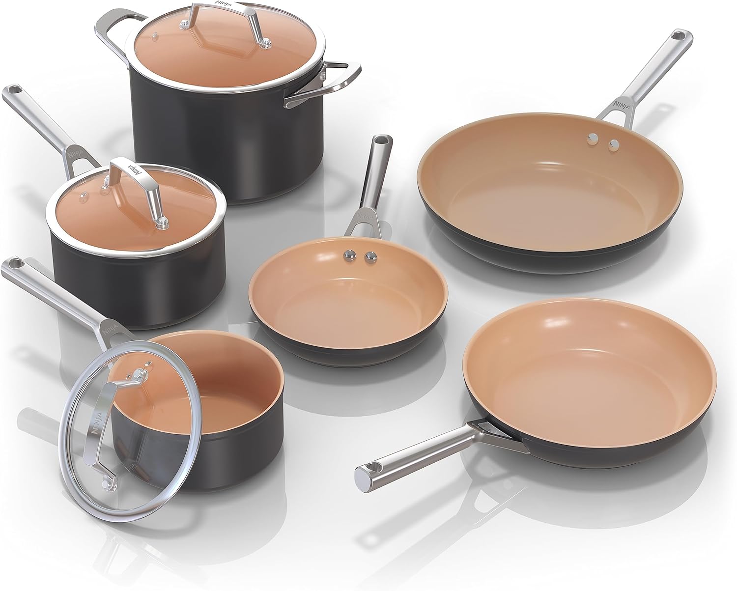 Ninja CW99009 Non Stick Extended Life Premium Ceramic Cookware Set 9 Piece Non Stick PTFE Free Oven Safe to 500 F Induction Safe 3