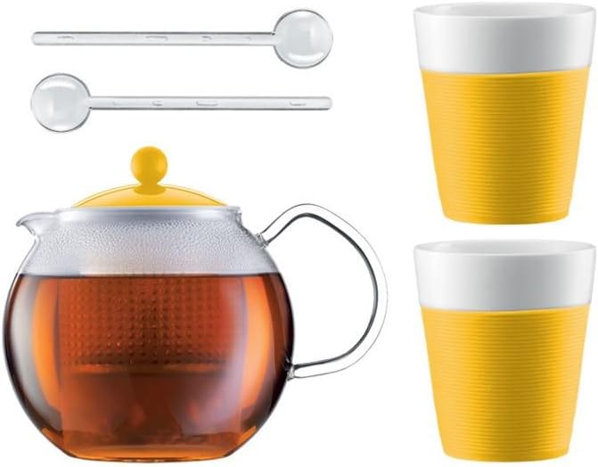 Bodum Assam AK1830-XY-Y15-7 Tea Maker with 2 Glasses and Spoons Yellow