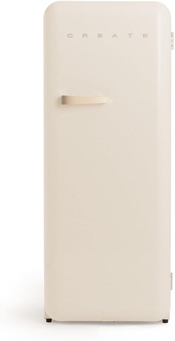 CREATE Retro Friend 150 Sand Fridge Freezer 281 L Cream White Sand Handle 102 W Low Energy Consumption 150 cm 3 Shelves Temperature Control 60 x 60 x 150 cm