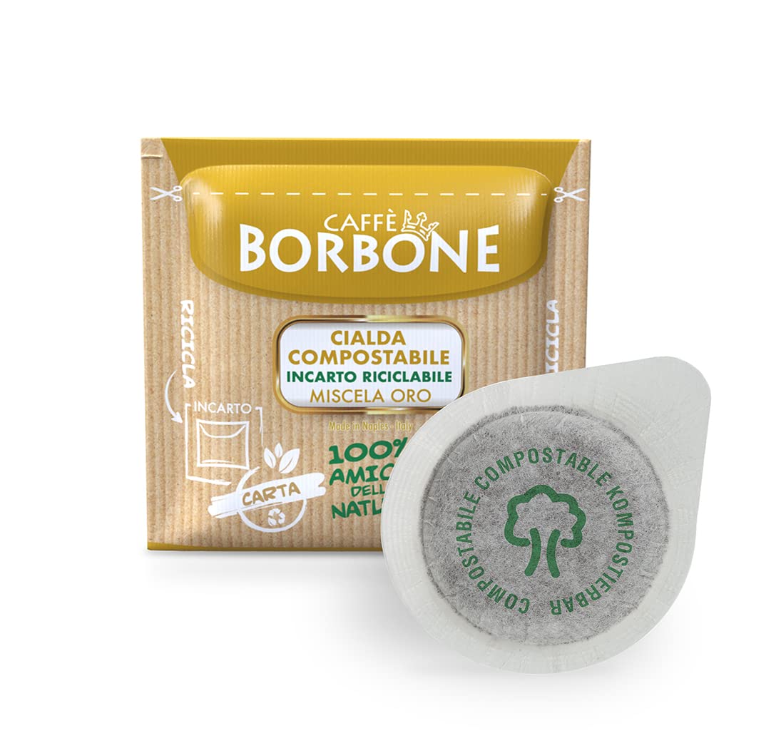 Caffè Borbone Coffee Compostable Pods, Recyclable Wrapping, Gold Blend - 100 Pods - ESE System