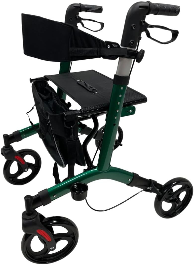 abc HOME | Rollator | Bag | Adjustable Height | Foldable (Green)