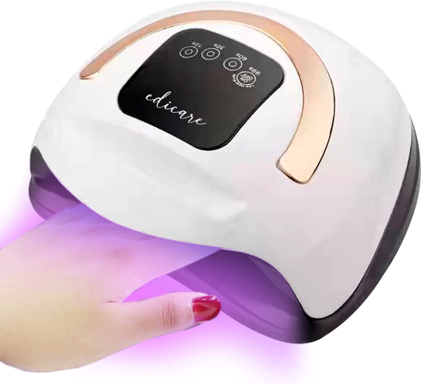 edicare Edicare, UV Lamp for Gel Nails, LED Lamp Nails, Fast, 168 W, UV, Nail Dryer, Professional Machine, with Timer, LCD Digital Display and Automatic Sensor (Gold)