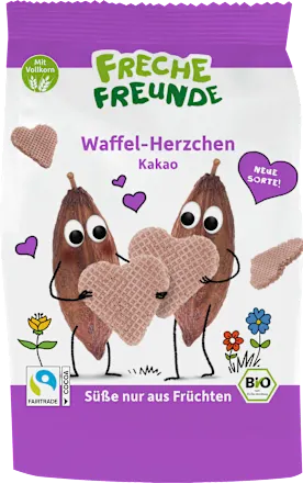 FRECHE FREUNDE Children's snack waffle hearts cocoa, from 1 year, 25 g