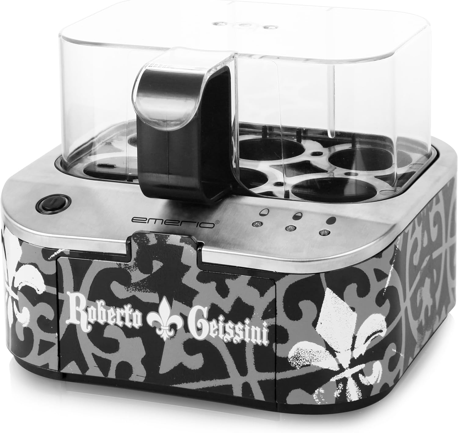 Roberto Geissini | Unique Egg Cooker with the Voice of Carmen Geiss | Limited Edition by Emerio | Cooks All Three Cooking Levels [Soft | Medium | Hard] in Just One Cooking Process | A must for fans
