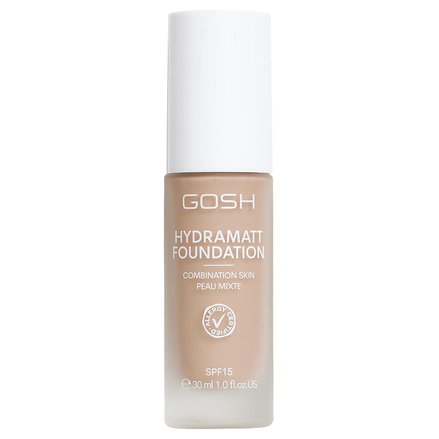 GOSH Foundation with SPF 15 for Light and Dark Skin, Vegan, Matte Makeup for Dry, Sensitive and Oily Skin, Smudge- and Sweat-Proof, Oil-Free, Adjustable Coverage, No Mask Effect, 010N, ‎010