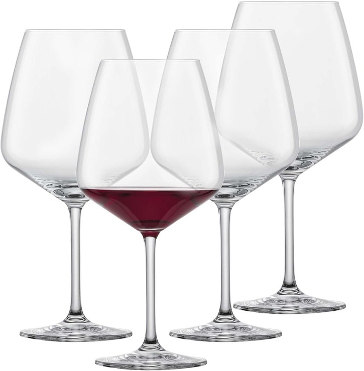 SCHOTT ZWIESEL Burgundy Red Wine Glass Tulip (Set of 4), Bulbous Burgundy Glasses for Red Wine, Dishwasher Safe Tritan Crystal Glasses, Made in Germany (Item No. 123608)