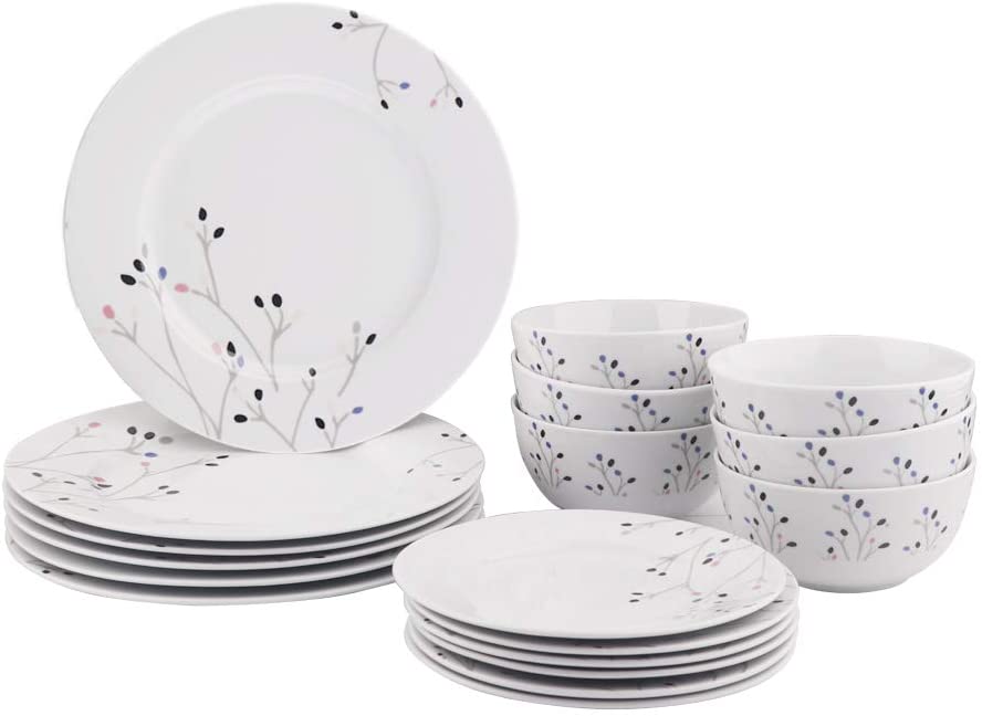 AmazonBasics Amazon Basics 18-Piece Dinner Set for 6 People