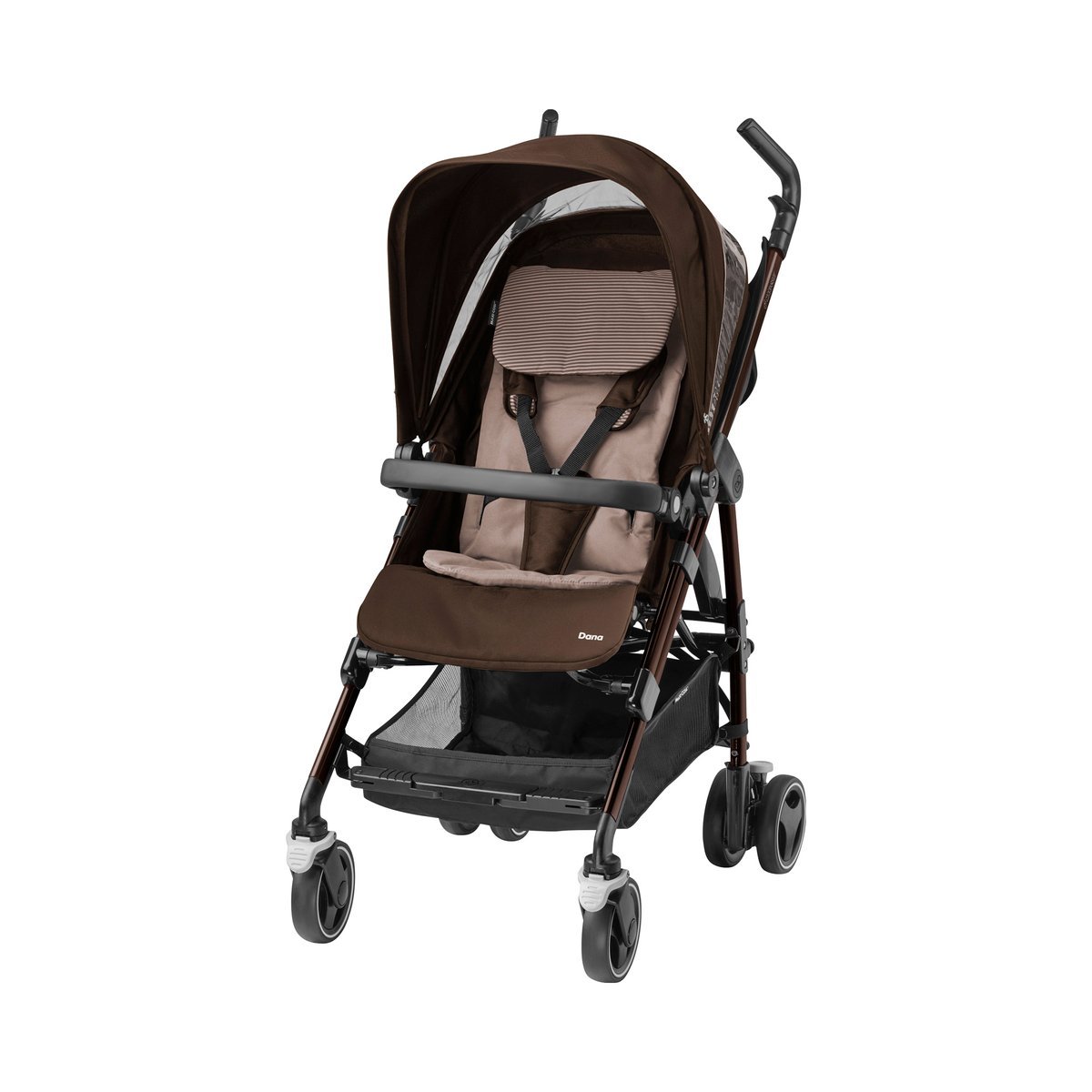 Maxi-Cosi Dana pushchair (with baby seat or pram attachment, can be used from birth, compact and can be folded back easily, lightweight) brown
