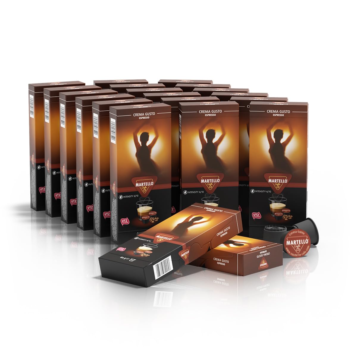 MARTELLO Cafe Martello Coffee Capsules Cream Gusto UTZ Certified Sustainable and Fair Hand-Picked Master Pack 200 Capsules (20 x 10), for Martello Capsule Machines