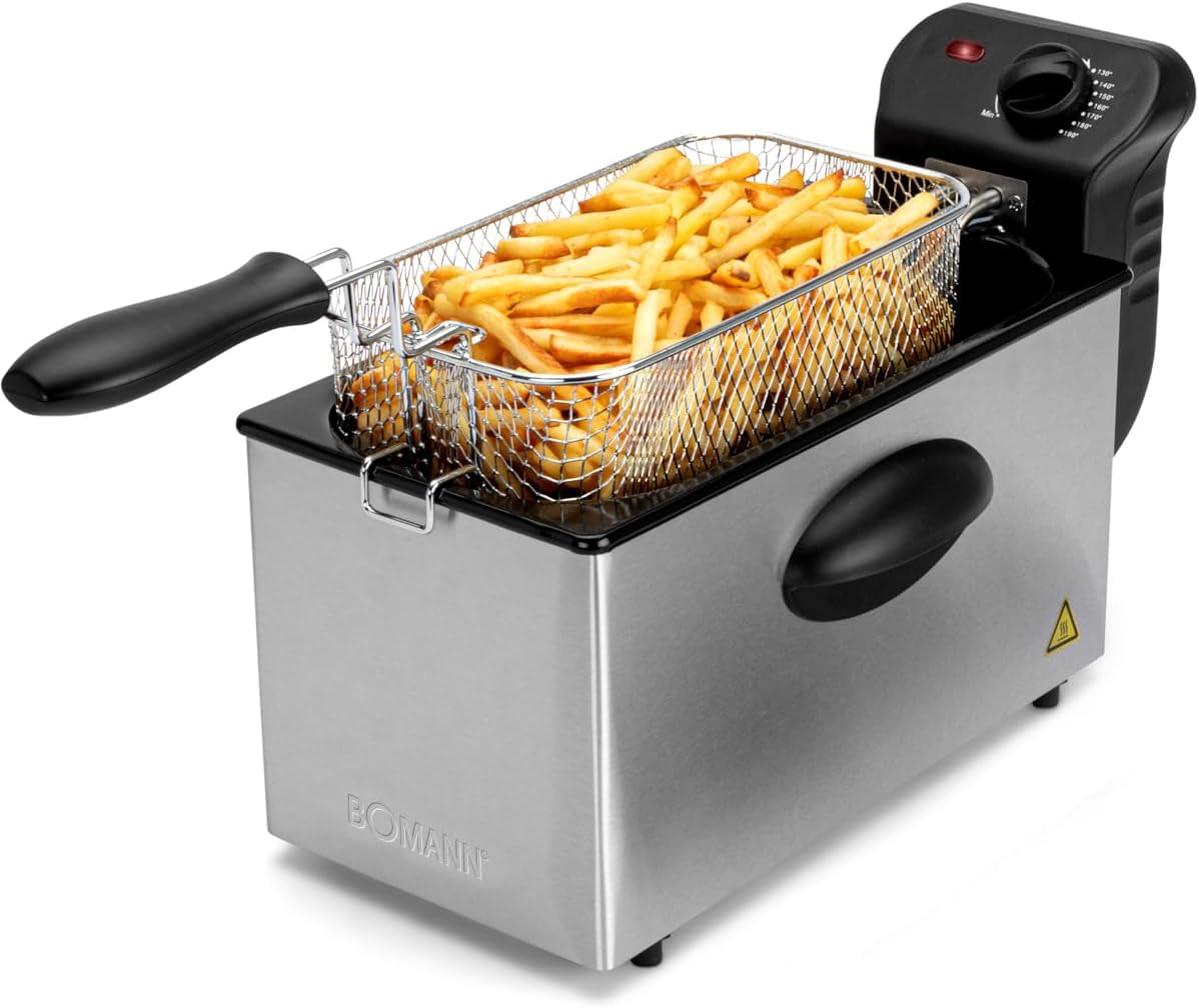 Bomann FR 2264 CB Stainless Steel Fryer with Cold Zone Technology 3 L 2000 W Stainless Steel Coil (Removable)