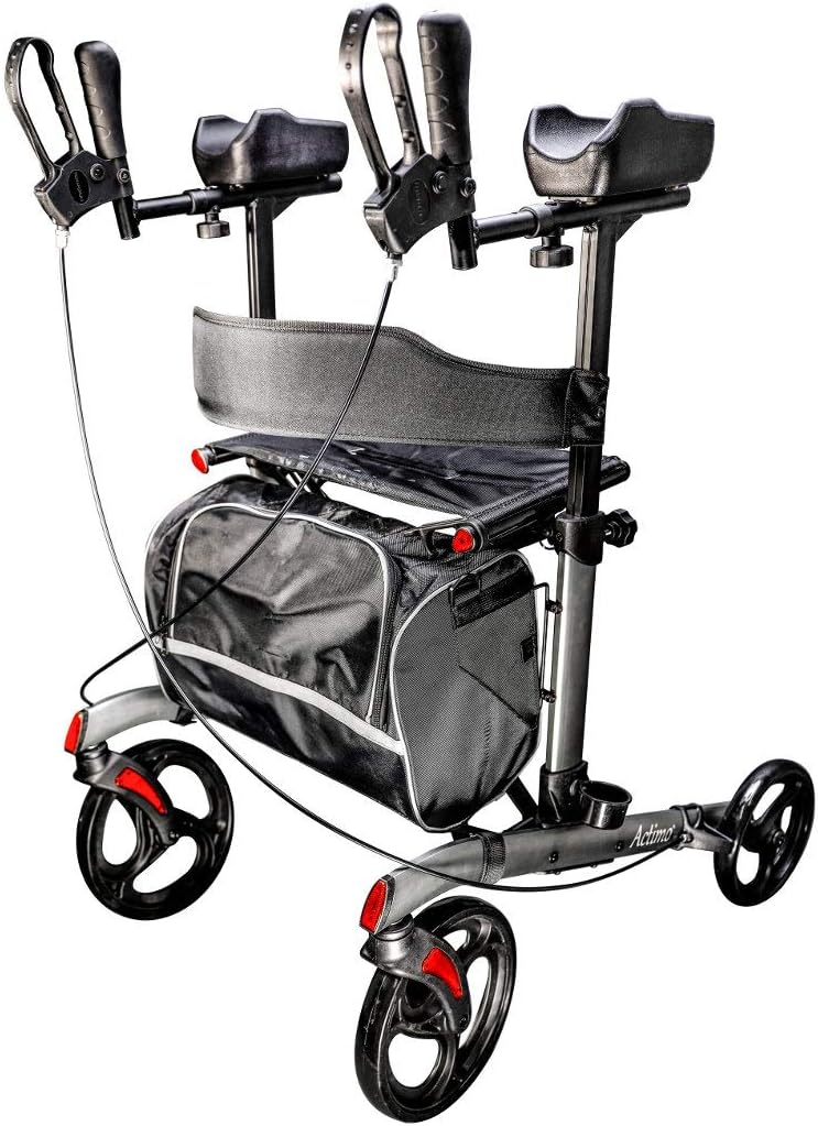 FabaCare Arthritis Rollator Actimo Arthro, Foldable Arthritis Rollator, Height Adjustable Forearm Pads, Bag, Back Strap, Up to 300 lbs