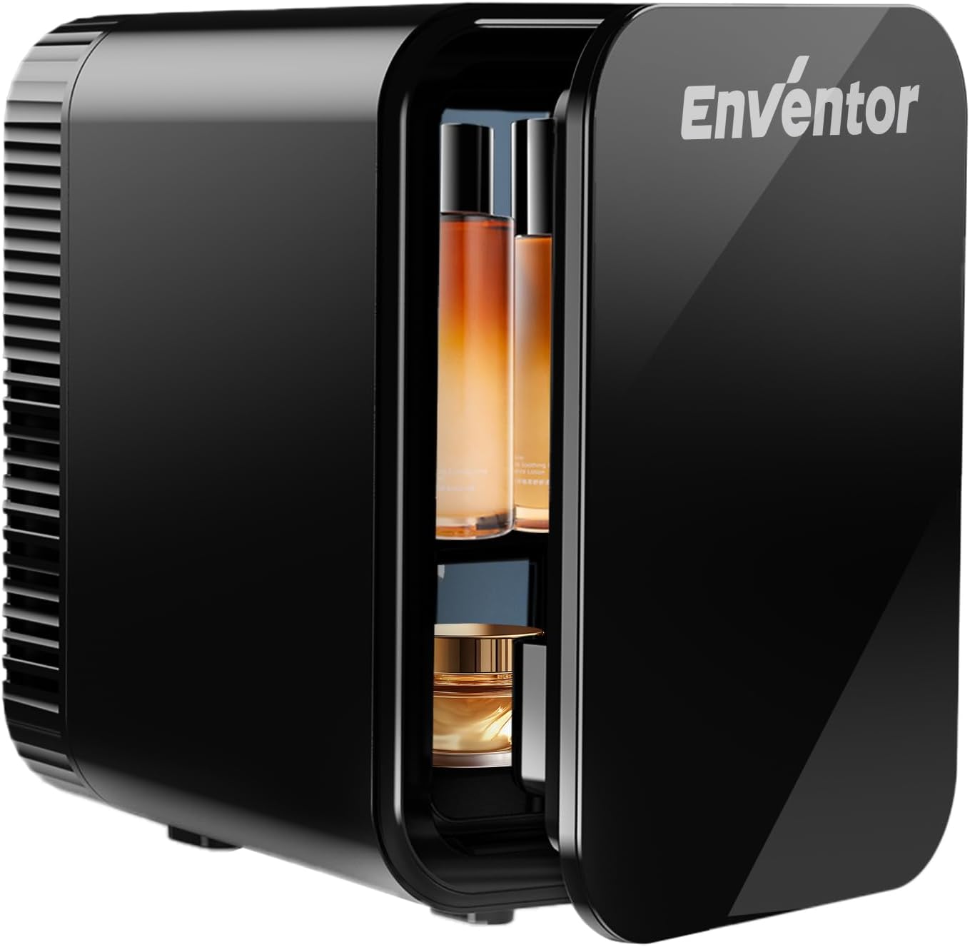 Enventor Mini Fridge 4 L, 6 Cans Small Fridge for Room, 12 V/220 V Socket, Cooling and Heating Function, Mini Fridge, Cosmetic Fridge Quiet for Car, Bedroom, Offices (Black)