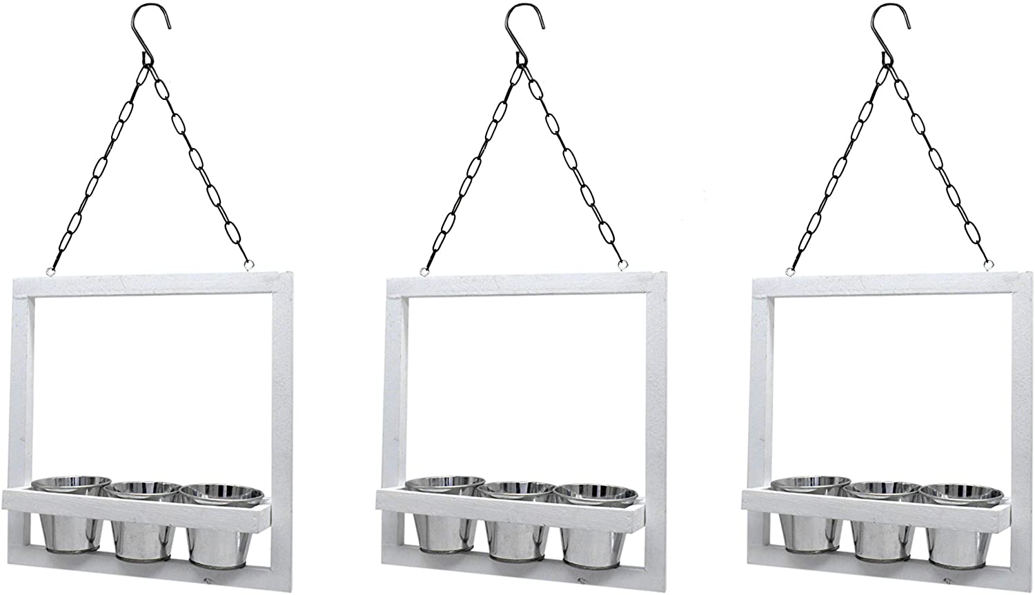 DARO DEKO Daro Decor ® Flower Pots In Wooden Frame For Hanging 30 X 30 Cm