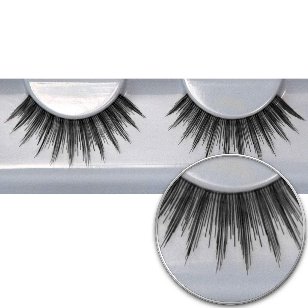 GRIMAS Human Hair False Eyelashes No. 105, schwarz, mit spitzen langen ‎105