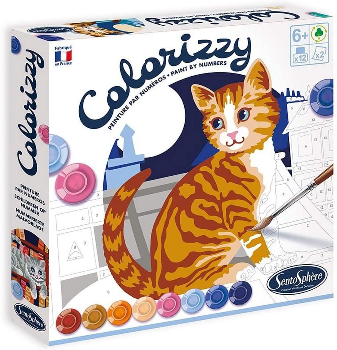 Sentosphere 3904503 Colorizzy, Paint By Numbers, Painting Set For Kids, Cat