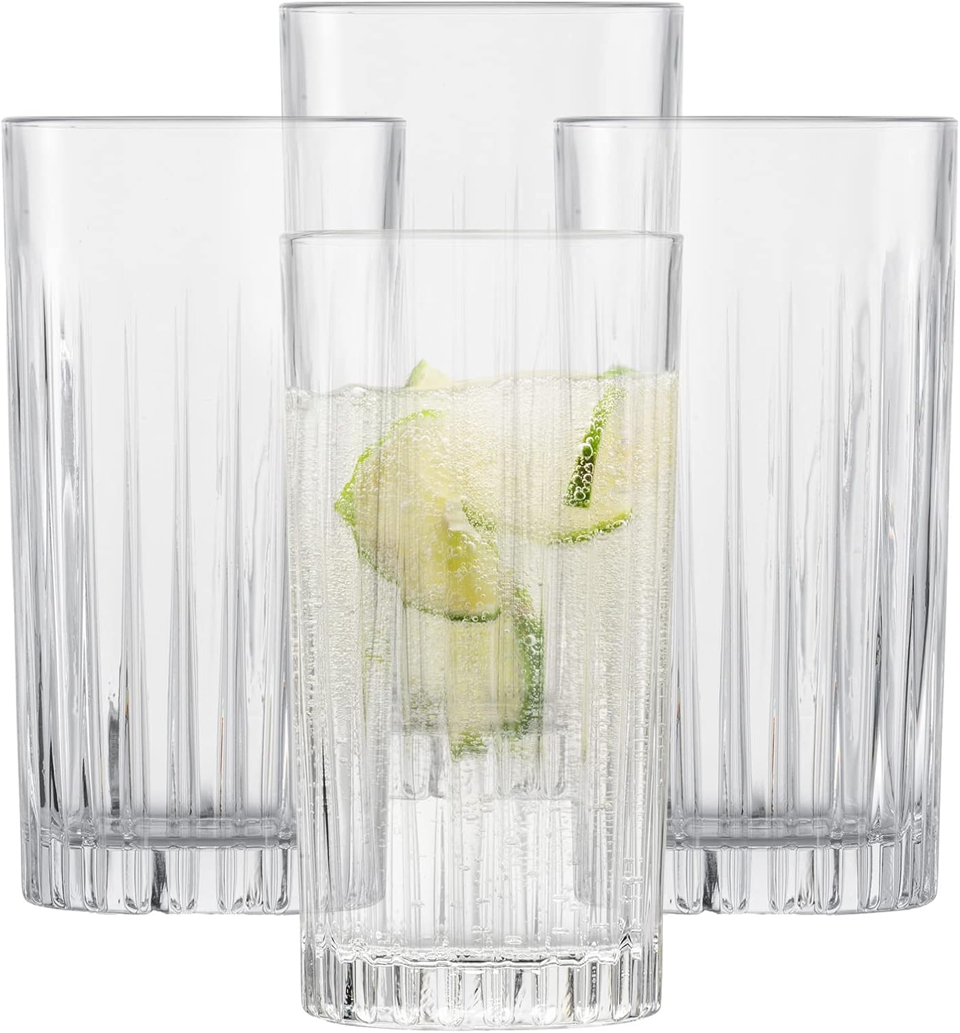SCHOTT ZWIESEL Stage 121880 Long Drink Glass Set of 4 Crystal Glasses for Long Drinks with Relief Dishwasher Safe Crystal Glasses