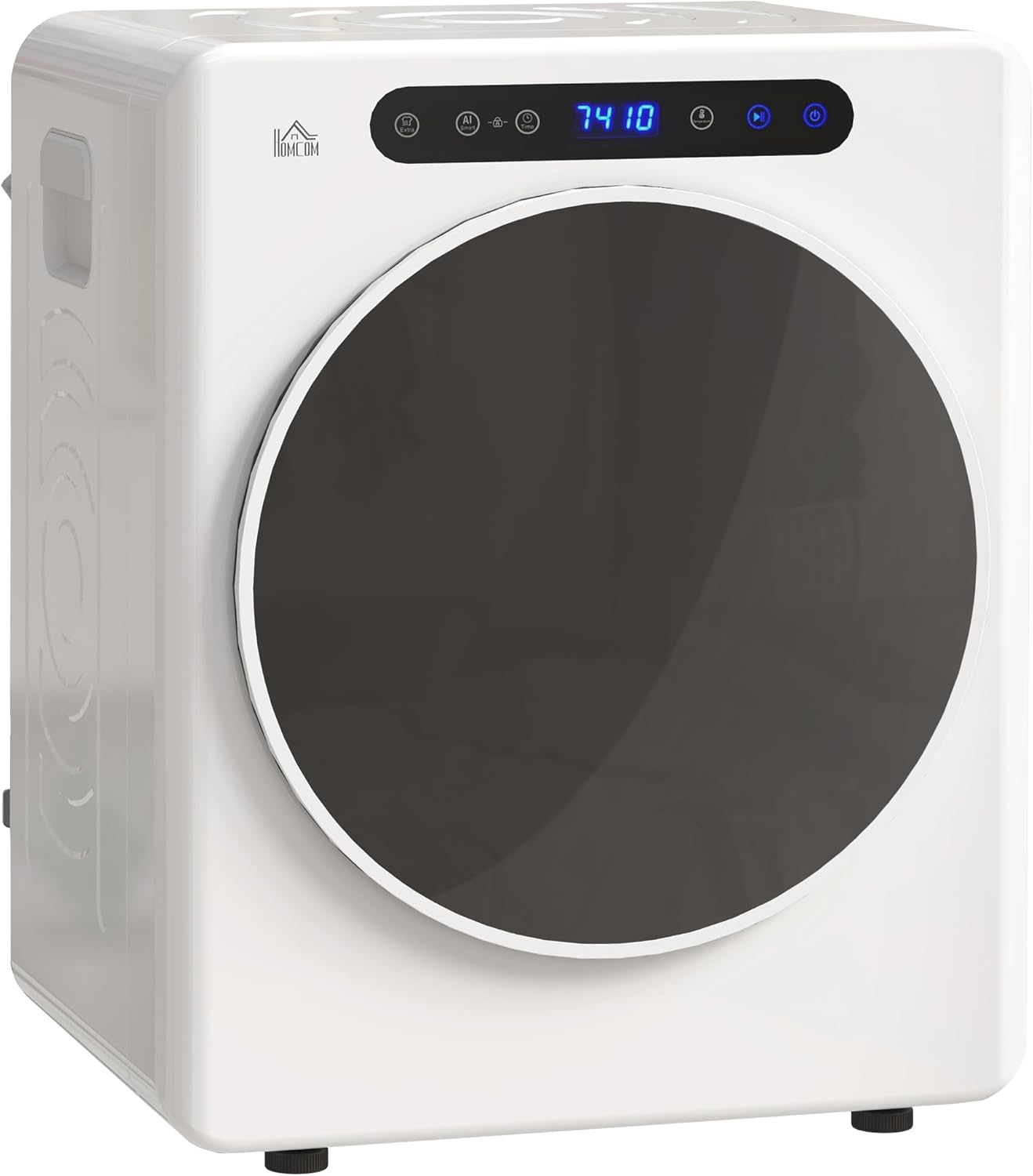 HOMCOM Mini Exhaust Dryer 3 kg Tumble Dryer with Disinfectant, 6 Programmes, 1000 W Dryer with Touch Screen, 3 Temperatures and Timer, for Motorhomes, Home, White