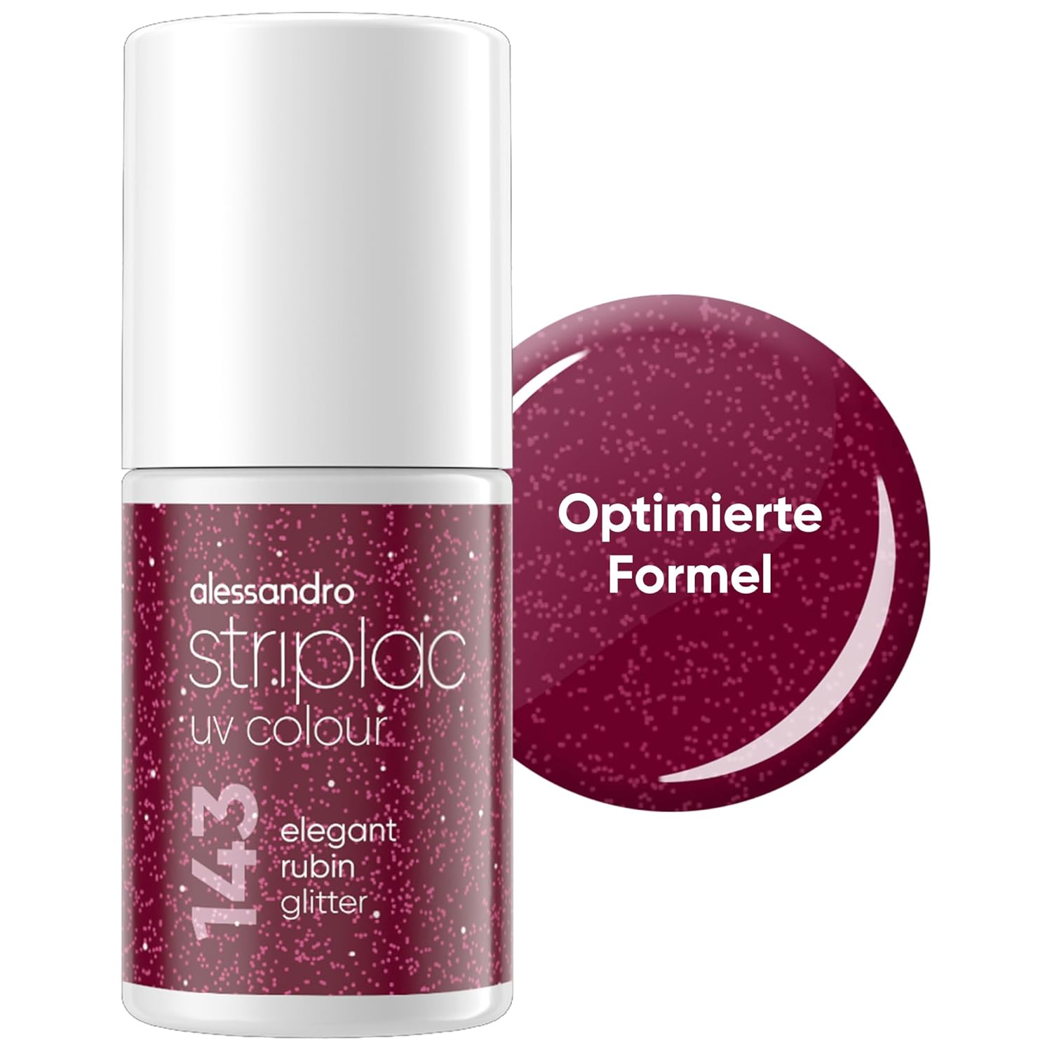 alessandro Striplac UV Nail Polish Elegant Ruby Shimmer - Opaque & Scratch-Resistant up to 15 Days - Easy Application - Gentle Peel Technology - Vegan - Red, 6.5 ml