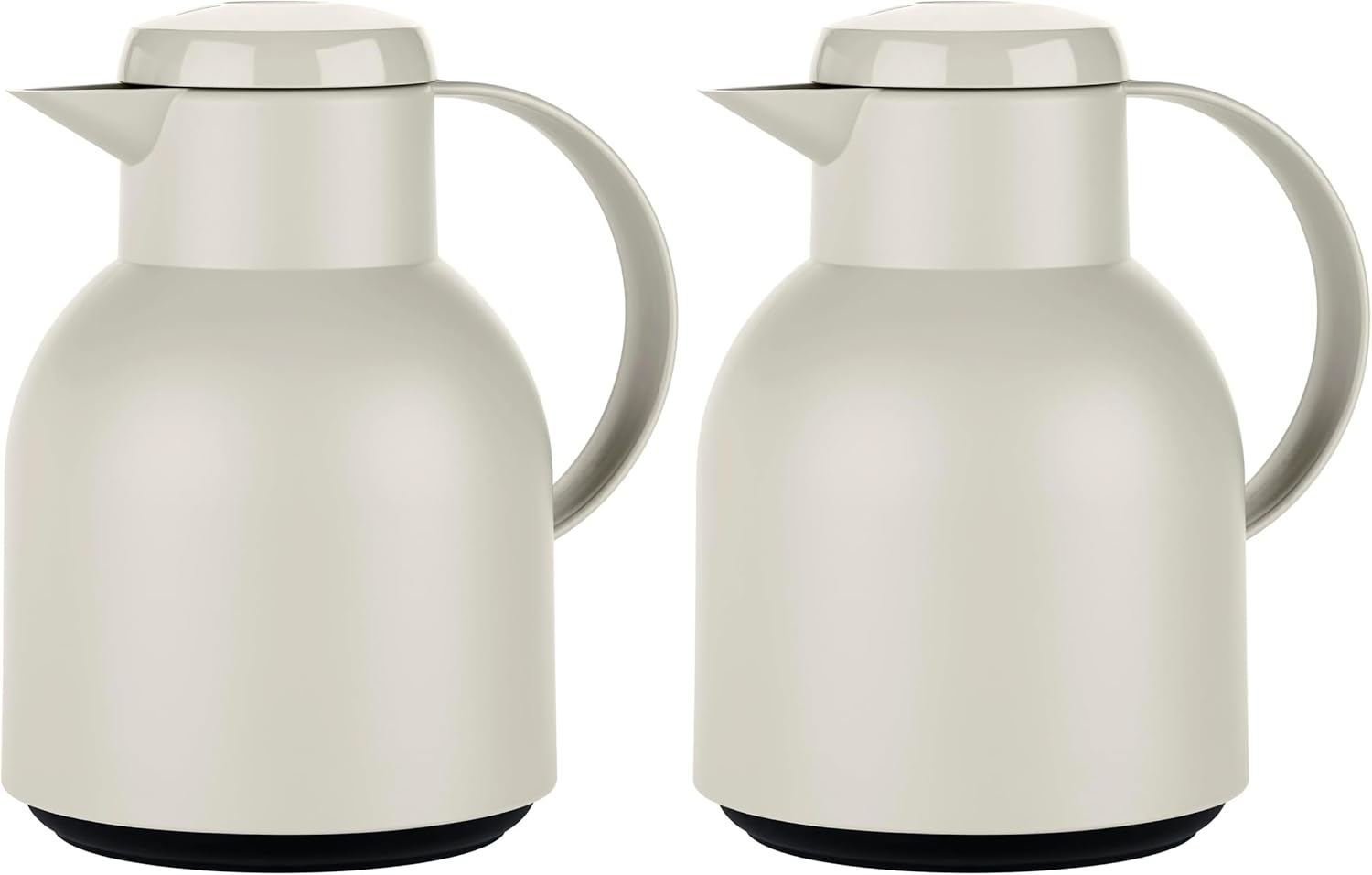 Emsa Samba F40104 Insulated Jug, 1 Litre, Quick Press Closure, 100% Leak-Proof, 12 Hours Hot, 24 Hours Cold, Powder Grey (Pack of 2)