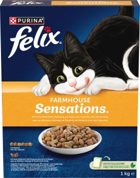 Felix dry cat food with chicken, turkey & vegetables, Farmhouse Sensations, 1 kg